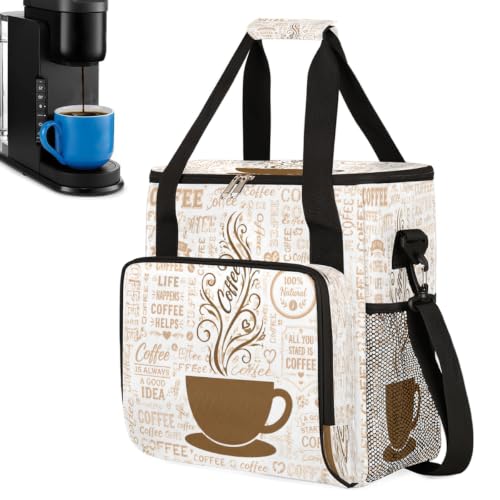Coffee Maker Carring Bag Travel Carrying Storage Tote Bag Compatible (A10:Coffee Texts)