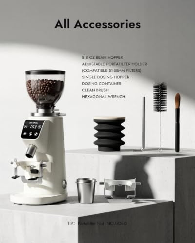 64MM Flat Burr Coffee Grinder Electric (Ivory)