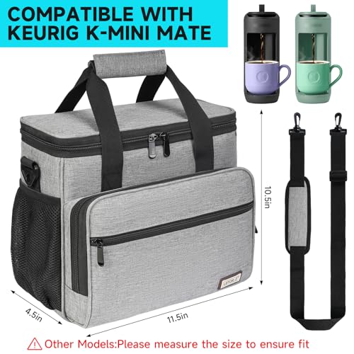 Coffee Maker Travel Bag Compatible with Keurig K (Grey-For K-Mini Mate/Mate Plus / Compatible with K-Mini Mate/Mate Plus)
