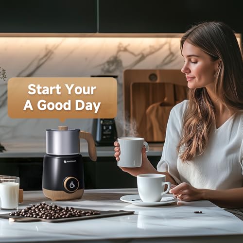 8-in-1 Milk Frother and Steamer with 550W IH Induction Heating (Wood Grain)