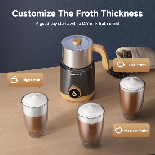 8-in-1 Milk Frother and Steamer with 550W IH Induction Heating (Wood Grain)
