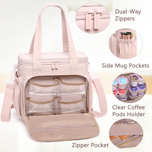 Coffee Maker Travel Bag Compatible with Keurig K (Pink / Fit K-Mini Mate)