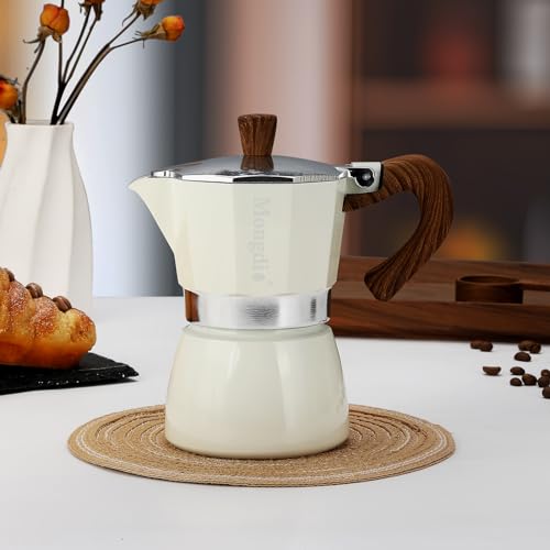 Stovetop Espresso Maker Moka Pot (White / 6 cup)