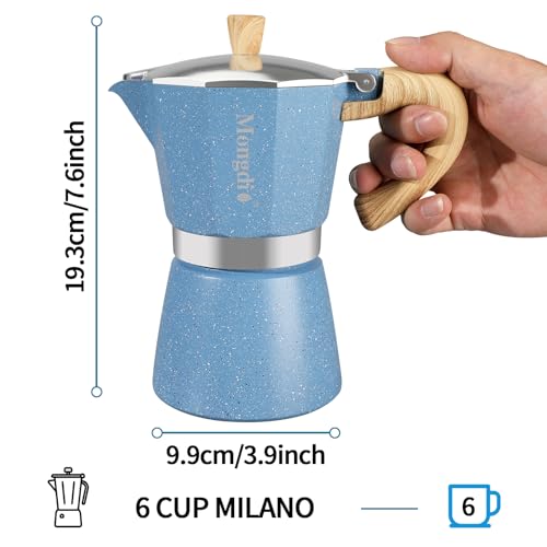 Moka Pot Stovetop Espresso Maker (Blue / 6 cup)