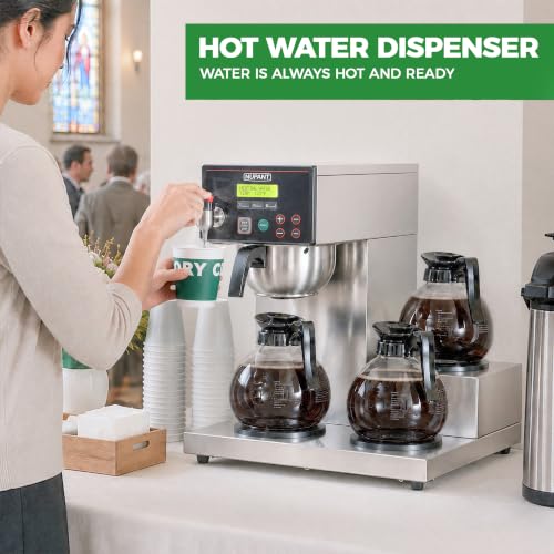 12 Cup Commercial Coffee Maker with Water Line Filter Auto (1.8L/Digital LCD Control)