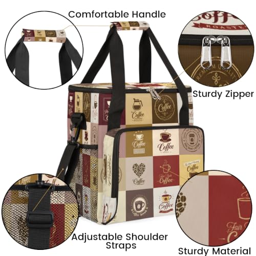 Coffee Maker Carring Bag Travel Carrying Storage Tote Bag Compatible (A06:Vintage Coffee)
