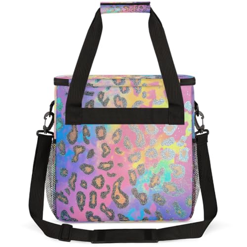 Gold Pink Leopard Print Coffee Maker Carring Bag Travel Carrying Storage Tote Bag Compatible with Keurig K (A-017)