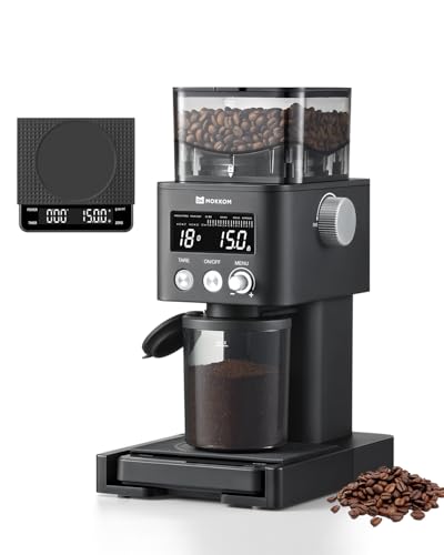 Electric Conical Burr Coffee Grinder with Removable Coffee Scale (Matte Black)