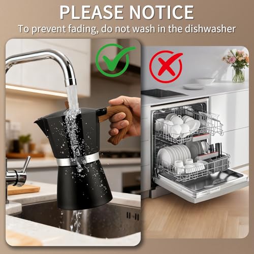 Stovetop Espresso Maker Moka Pot (Black / 3 cup)