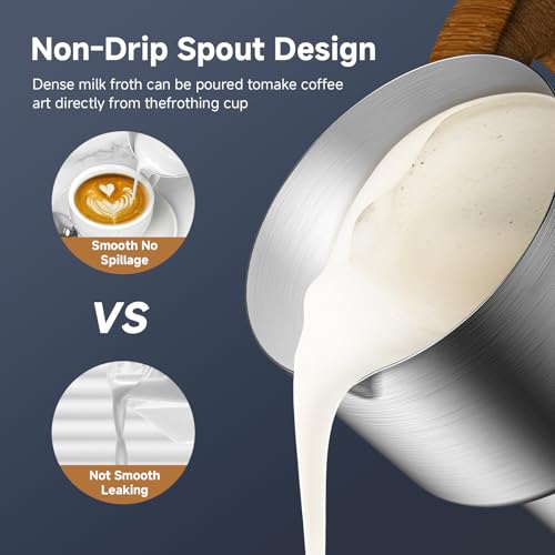 8-in-1 Milk Frother and Steamer with 550W IH Induction Heating (Wood Grain)