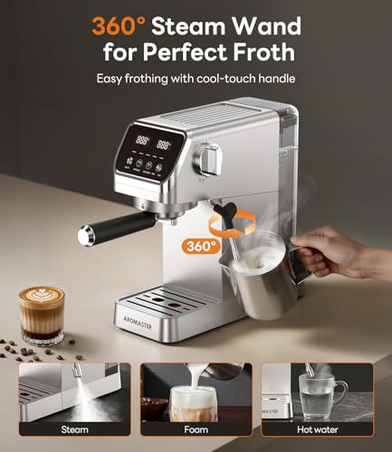 1400W Espresso Machine with Milk Frother (Titanium Silver)