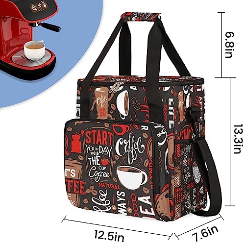 Coffee Maker Carring Bag Travel Carrying Storage Tote Bag Compatible (A01:Red Coffee)