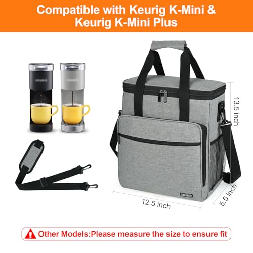 Travel Coffee Maker Carrying Bag Compatible with Keurig K (Grey / Compatible for K-Mini or K-Mini Plus)
