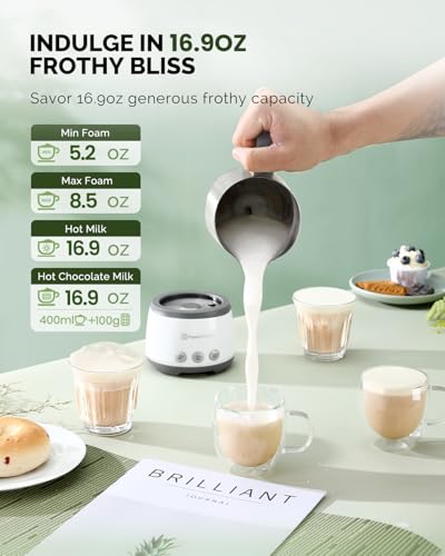 16.9OZ BasicFro 500 Electric Milk Steamer and Frother (White)