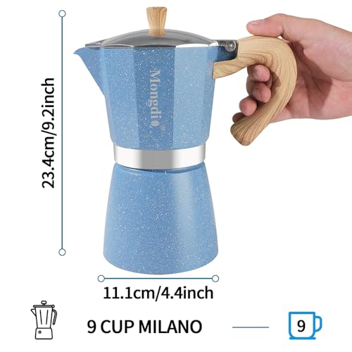 Moka Pot Stovetop Espresso Maker (Blue / 9 cup)