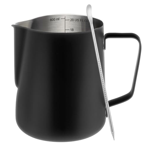 Milk Frothing Pitcher 20oz Frother Cup Barista Tools (Black / 20 Ounces)