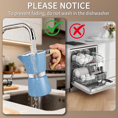 Moka Pot Stovetop Espresso Maker (Blue / 6 cup)