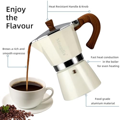 Moka Pot Stovetop Espresso Maker (White / 3 cup)