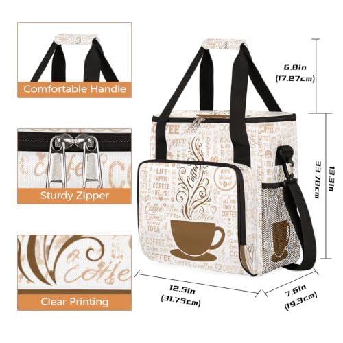 Coffee Maker Carring Bag Travel Carrying Storage Tote Bag Compatible (A10:Coffee Texts)