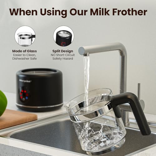 Large Electric Milk Frother and Steamer (Matte Black)