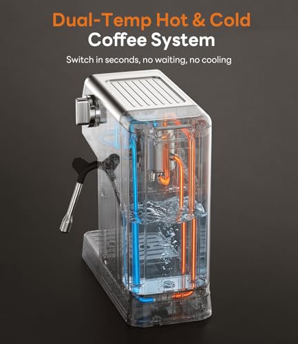 1400W Espresso Machine with Milk Frother (Titanium Silver)