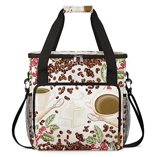 Coffee Maker Carring Bag Travel Carrying Storage Tote Bag Compatible (A04:Watercolor Coffee)