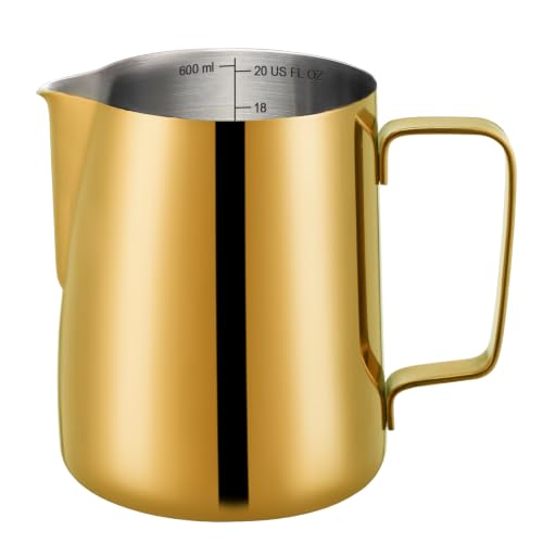 Milk Frothing Pitcher 20oz Frother Cup Barista Tools (Gold / 20 Ounces)