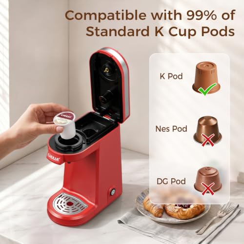 Single Serve Coffee Maker for K Cup Pod (Red)