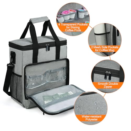 Travel Coffee Maker Carrying Bag Compatible with Keurig K (Grey / Compatible for K-Mini or K-Mini Plus)