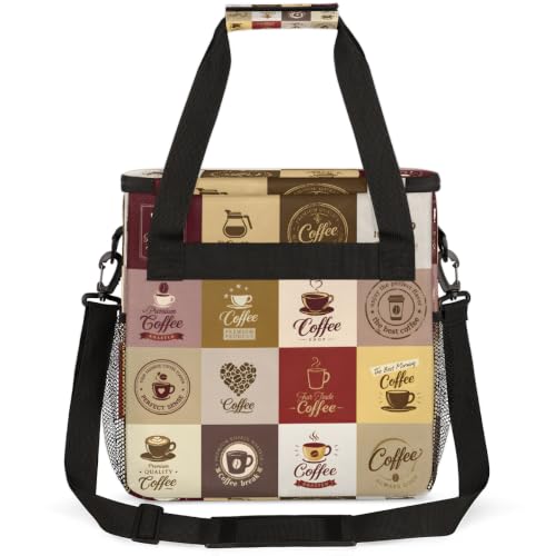 Coffee Maker Carring Bag Travel Carrying Storage Tote Bag Compatible (A06:Vintage Coffee)