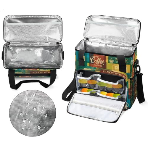 Coffee Maker Carring Bag Travel Carrying Storage Tote Bag Compatible (A09:Retro Coffee)