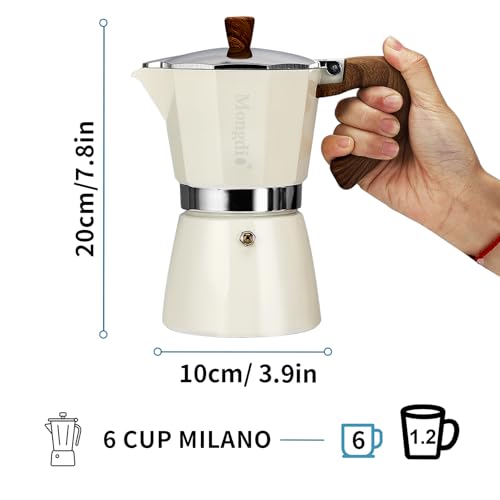 Stovetop Espresso Maker Moka Pot (White / 6 cup)