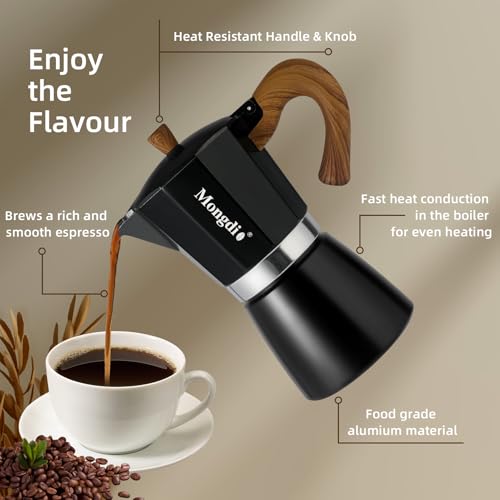 Stovetop Espresso Maker Moka Pot (Black / 9 cup)