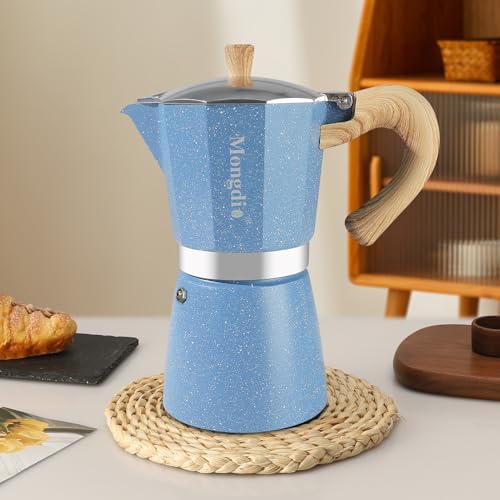 Moka Pot Stovetop Espresso Maker (Blue / 12 cup)