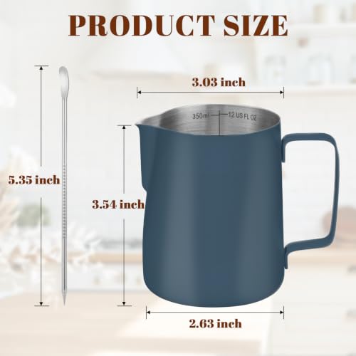Milk Frothing Pitcher 12oz Frother Cup Barista Tools (Blue / 12 Ounces)