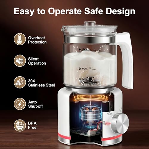 Milk Frother 16.9 OZ Electric Milk Frother and Steamer (Glass)