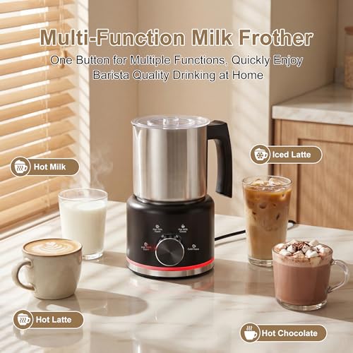 Milk Frother 16.9 OZ Electric Milk Frother and Steamer (Black)