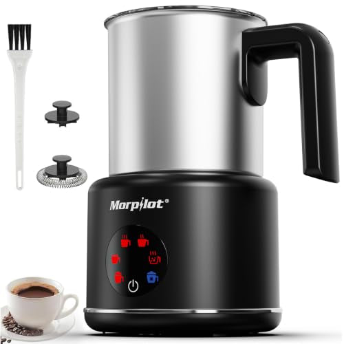 Large Electric Milk Frother and Steamer (Black-Stainless)