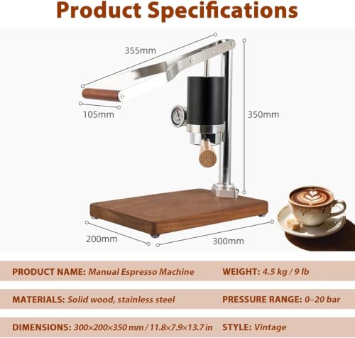 Manual Espresso Maker with Variable Pressure Control