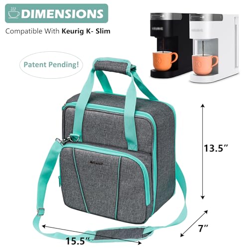 Travel Coffee Maker Bag for Keurig K (Blue-Grey / Fit for K-Slim)