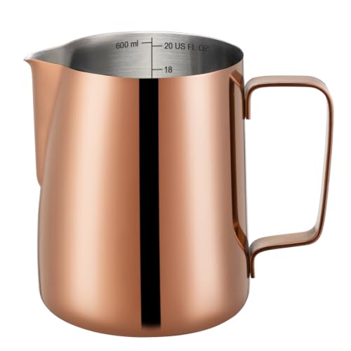 Milk Frothing Pitcher 20oz Frother Cup Barista Tools (Rose Gold / 20 Ounces)