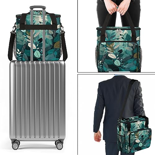 Turquoise Teal Leaves Coffee Maker Carring Bag Travel Carrying Storage Tote Bag Compatible with Keurig K (Print 30)