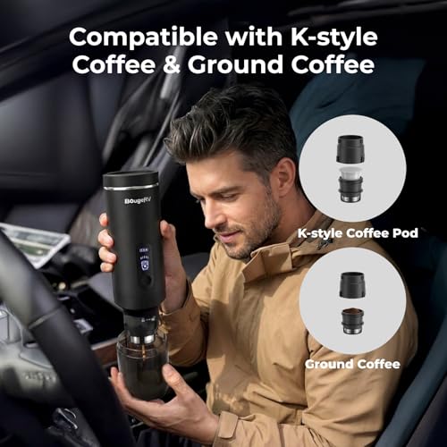 Portable Coffee Maker Compatible with K Cup Pods & Ground Coffee