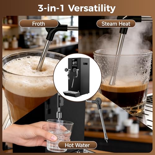 Commercial Steam Milk Frother (Steam + Hot Water / 3-in-1 Hot Water & Steam)