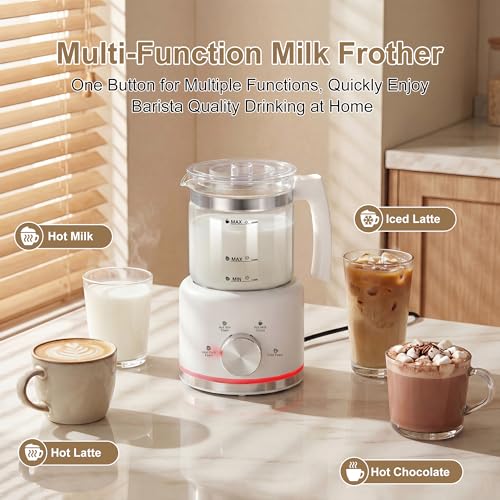 Milk Frother 16.9 OZ Electric Milk Frother and Steamer (Glass)