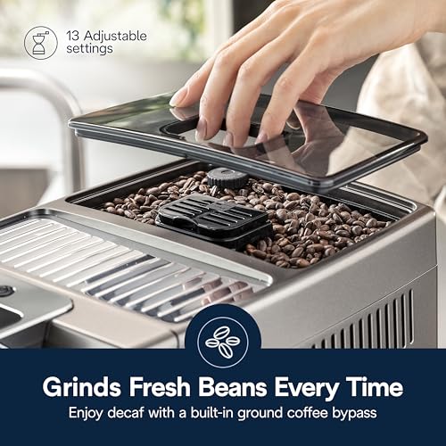 Dinamica Plus Connected Espresso & Coffee Machine with Automatic Milk Frother (Titanium)