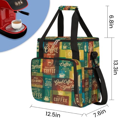 Coffee Maker Carring Bag Travel Carrying Storage Tote Bag Compatible (A09:Retro Coffee)