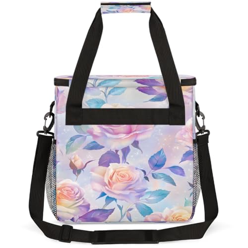 Pink Roses Coffee Maker Carring Bag Travel Carrying Storage Tote Bag Compatible with Keurig K (A-024)