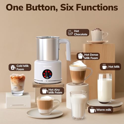 Large Electric Milk Frother and Steamer (White-Stainless)