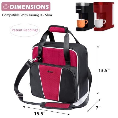 Travel Coffee Maker Bag for Keurig K (Red-Black / Fit for K-Slim)
